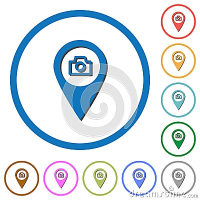 GPS map location snapshot icons with shadows and outlines Stock Photo