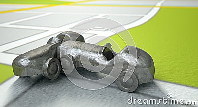 GPS Map With Toy Car Collision Stock Photo