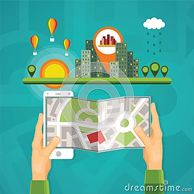 Gps maps and navigation vector concept Vector Illustration