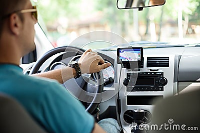 GPS navigation in car Stock Photo