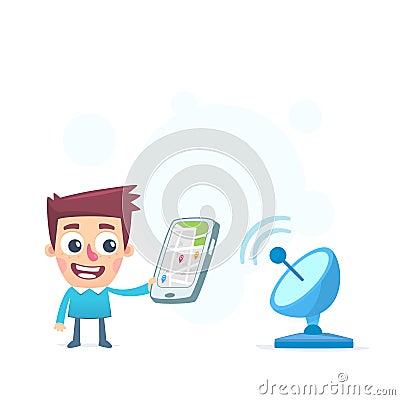 GPS navigation Cartoon Illustration