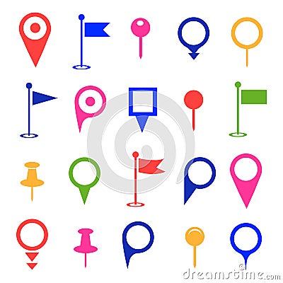 GPS and Navigation colored Icons on white background. Vector Vector Illustration