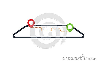 Gps navigation. Map with gps navigation. Pin location with road. Vector illustration Vector Illustration