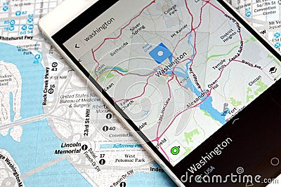 GPS navigation map smartphone Stock Photo