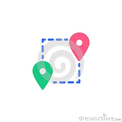 GPS navigation route flat icon Vector Illustration
