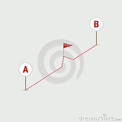 GPS Navigator Pin Checking Point A to Point B. Route From Point A to Point B. Vector Illustration Vector Illustration