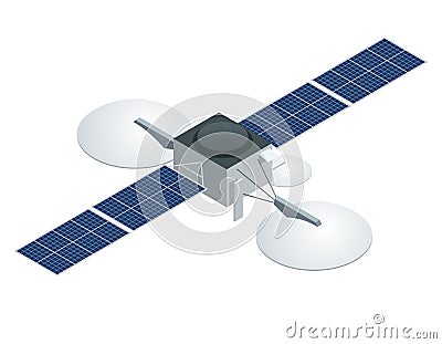 GPS satellite. Flat vector isometric illustration. Wireless satellite technology. Vector Illustration