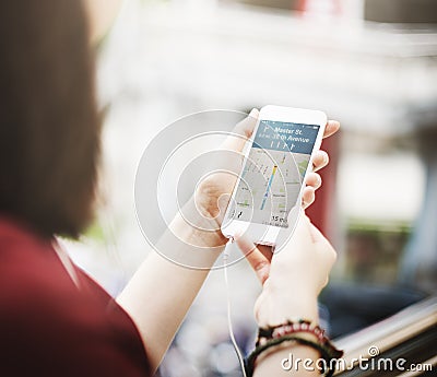 GPS Travel Navigator Search Technology Guide Concept Stock Photo