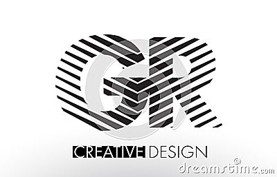 GR G R Lines Letter Design with Creative Elegant Zebra Vector Illustration