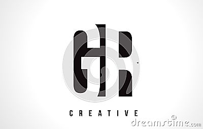 GR G R White Letter Logo Design with Black Square. Vector Illustration