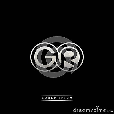 GR initial letter linked circle capital monogram logo modern template silver color version Vector Illustration