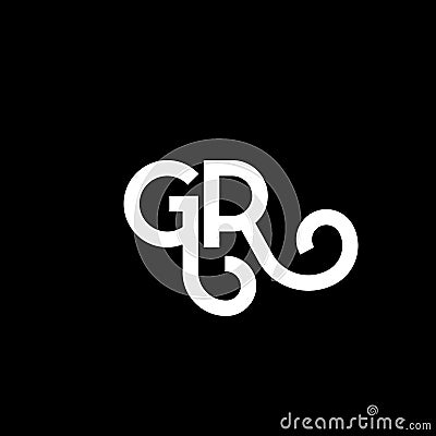GR letter logo design on black background. GR creative initials letter logo concept. gr letter design. GR white letter design on Vector Illustration