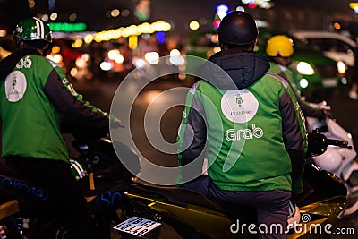 Grab bike in dalat city,Vietnam,Dec 22,2019 Editorial Stock Photo