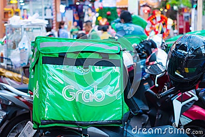 Grab bike or Grab food rider delivery services from Grab Holdings Singapore most popular in many East Asian country. 20 November Editorial Stock Photo