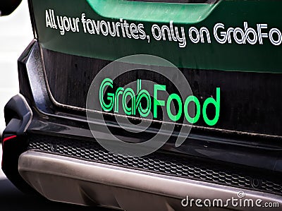 GrabFood Logo At The Tailgate Of A Vehicle Editorial Stock Photo