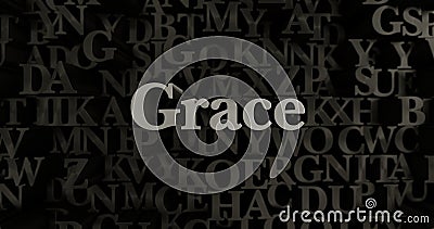 Grace - 3D rendered metallic typeset headline illustration Cartoon Illustration