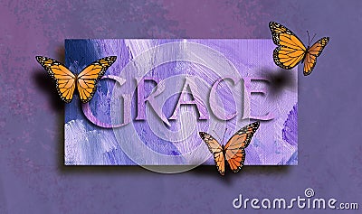 Grace and free butterflies Cartoon Illustration