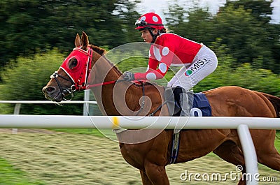 Horse racing jockey Grace McEntee riding Pearl Spectre Editorial Stock Photo