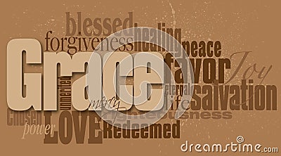 Grace word graphic montage Cartoon Illustration