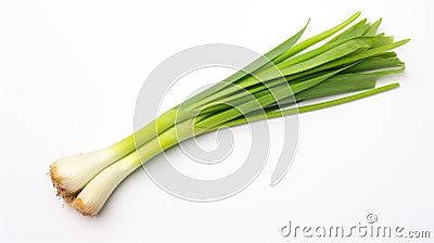 Graceful Allure: Leek's Delicate Beauty on White Stock Photo