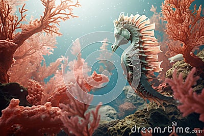 Graceful and ancient depictions of seahorses in co Stock Photo