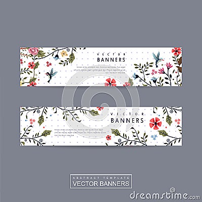 Graceful banner template design with lovely floral pattern Vector Illustration