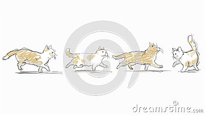 Graceful Cat Movement Sequence Illustration Stock Photo