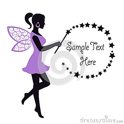 Graceful fairy with a magic wand Vector Illustration