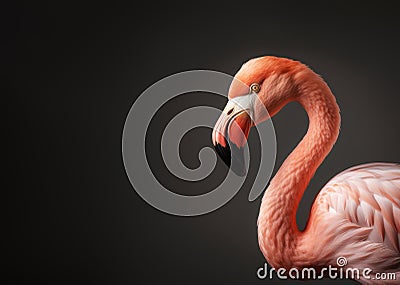 Graceful flamingo studio portrait with copy-space, Generative AI Stock Photo