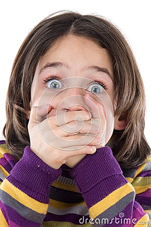 Graceful gesture of a girl covered his mouth Stock Photo