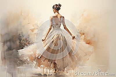 graceful girl in ballet dress drawn in watercolor Stock Photo