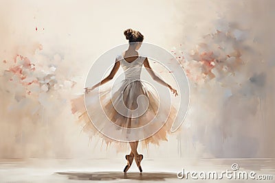 graceful girl in a ballet dress drawn in watercolor back Stock Photo