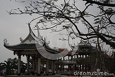 The graceful pavilion stands in the sunset Editorial Stock Photo