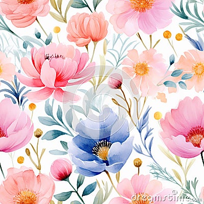 Graceful watercolor floral artwork Stock Photo