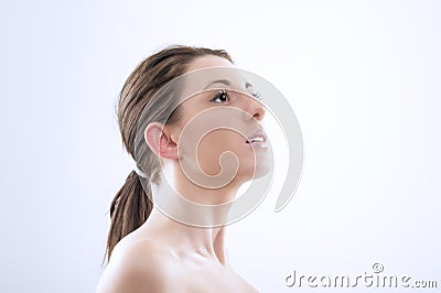 Graceful woman craning her neck Stock Photo