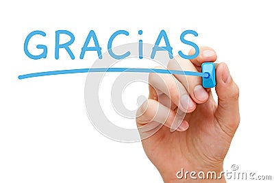 Gracias Blue Marker Stock Photo