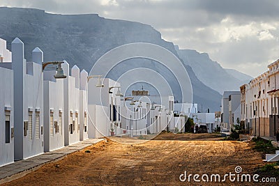 Graciosa Island, Caleta de Sebo, in the background the cliff of Famara, Lanzarote, Spain Stock Photo