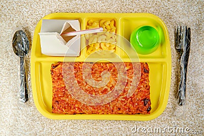 School Lunch Tray Pizza Stock Photo