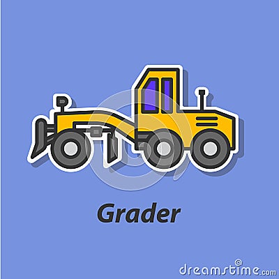 Grader color flat icon. Vector Illustration