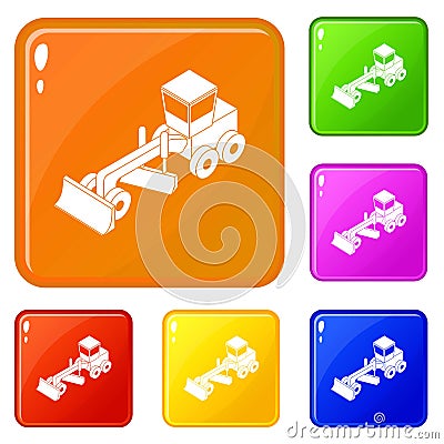 Grader icons set vector color Vector Illustration