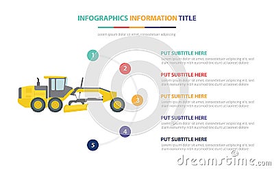 Grader infographic template concept with five points list and various color with clean modern white background - vector Cartoon Illustration