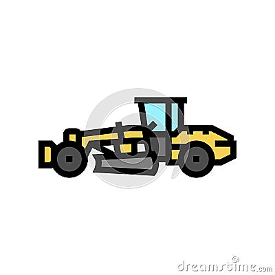 grader machine construction vehicle color icon vector illustration Cartoon Illustration