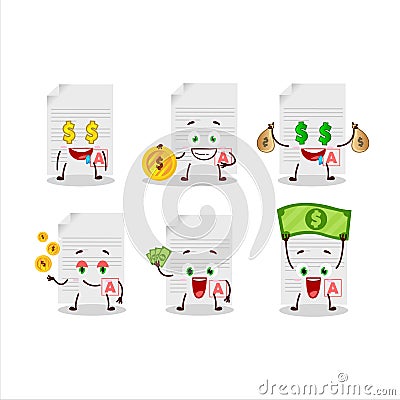 Grades paper cartoon character with cute emoticon bring money Vector Illustration