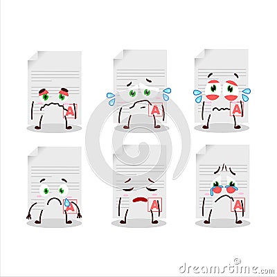 Grades paper cartoon character with sad expression Vector Illustration