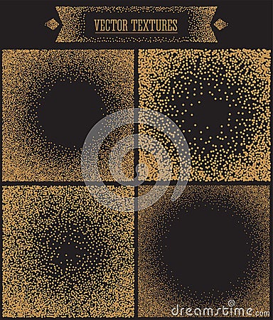 Gradient Background with Golden Dots. Dotwork Vector Illustration