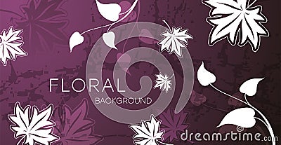 Gradient background with leaves. Dark autumn illustration. Silhouettes of leaves on a gradient background. Vector Illustration