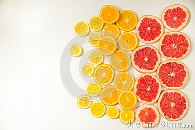 Gradient color citrus slices on white background Stock Photo