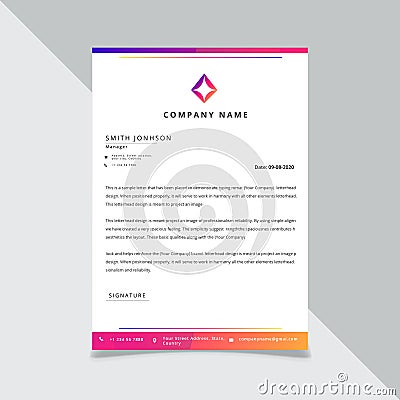 Gradient color Letterhead Design Template Vector Illustration