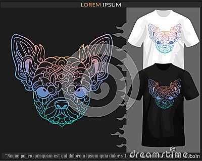 Gradient Colorful chihuahua dog head mandala arts isolated on black and white t shirt Vector Illustration