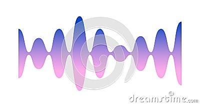 Gradient colorful sound wave, track or voice record. Wavy graph or musical equalizer isolated on white background. Flat Vector Illustration